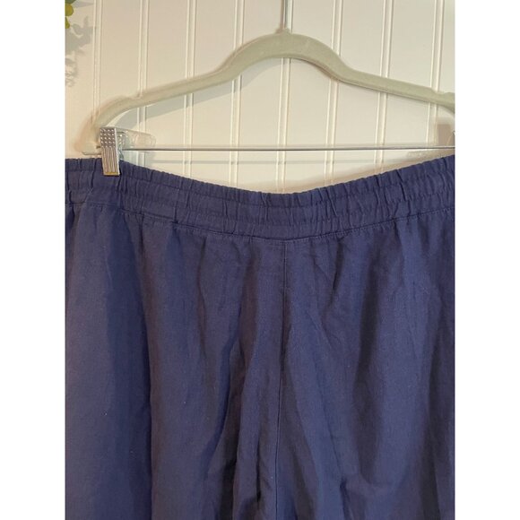 Land N Sea Womens 3XNavy Linen-Blend Drawstring Pants With Elastic Waist&Pockets - Picture 12 of 15